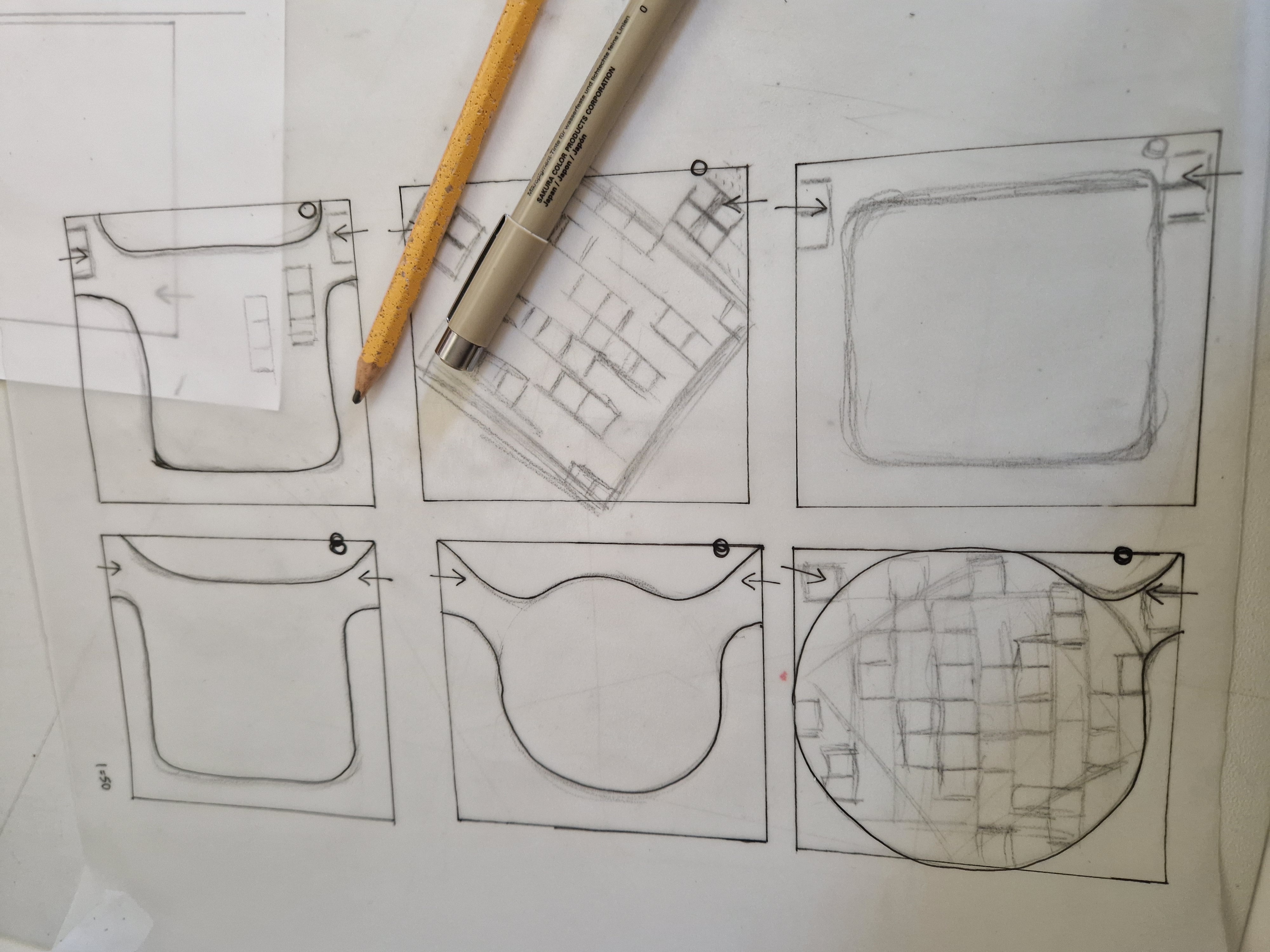 schetsjes van mogelijke indelingen